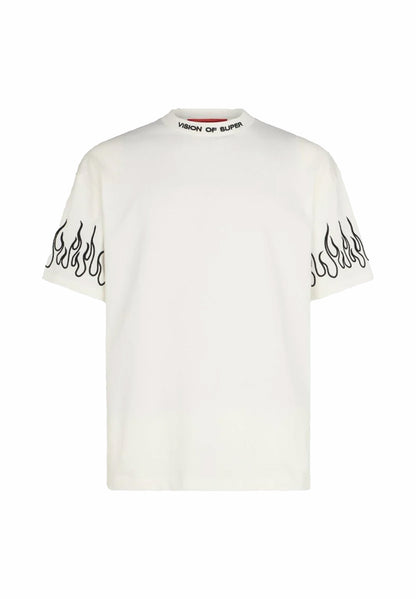 T-Shirt With Embroidered Flames