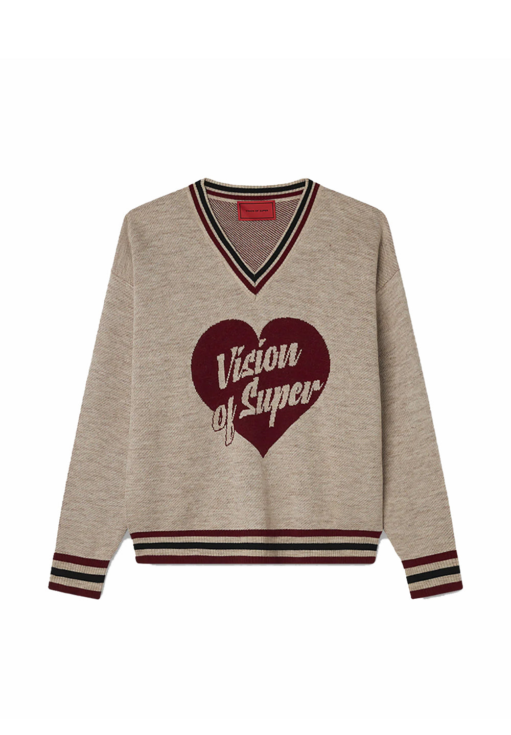 College Jumper With Red Vos Heart