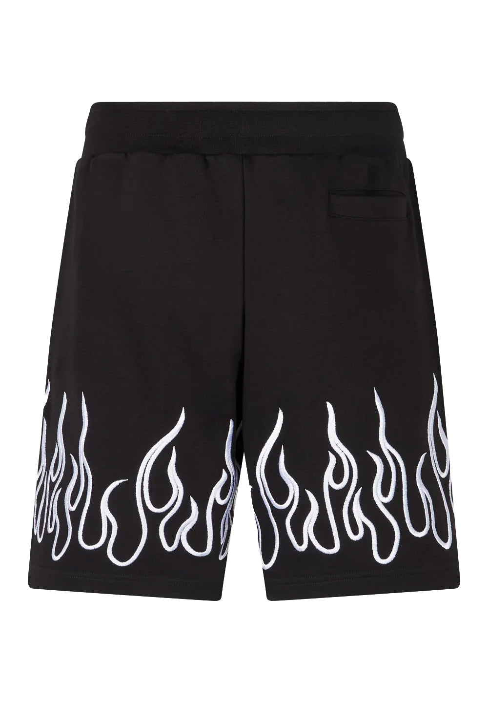 Shorts with White Embroidered Flames
