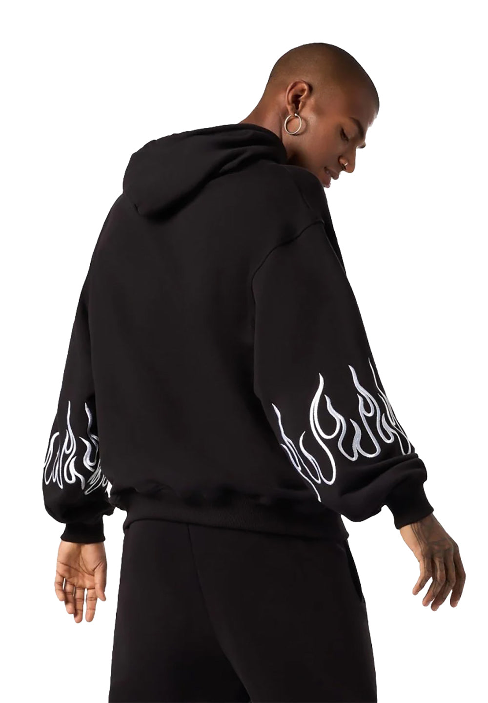 Hoodie With Embroidered Flames