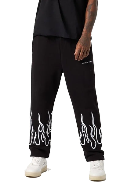 Pants With Embroidered Flames