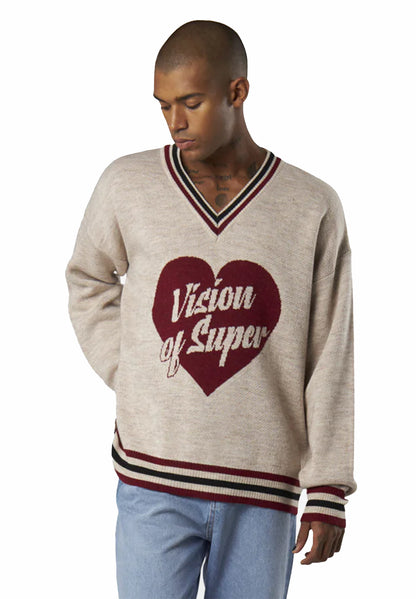 College Jumper With Red Vos Heart