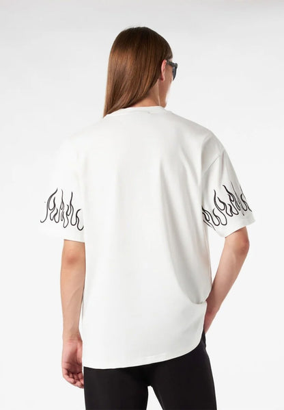 T-Shirt With Embroidered Flames