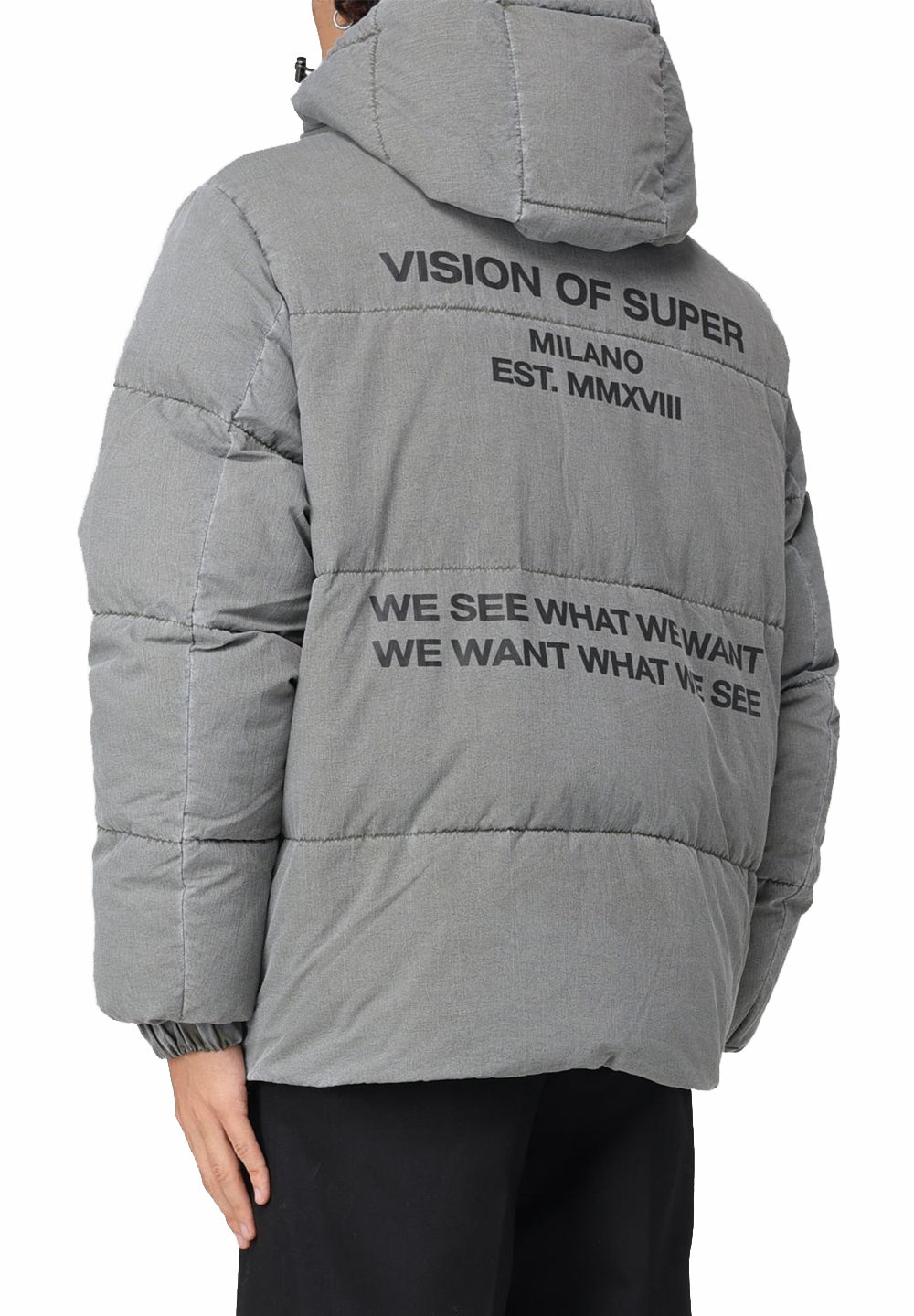 Washed Puffy Jacket With Label