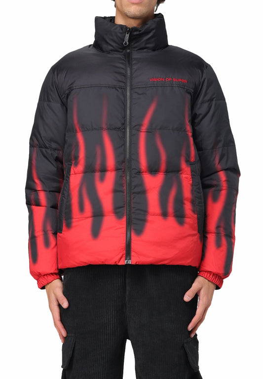 Puffy Jacket With Flames