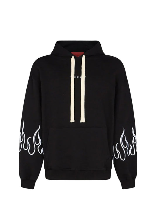 Hoodie With Embroidered Flames