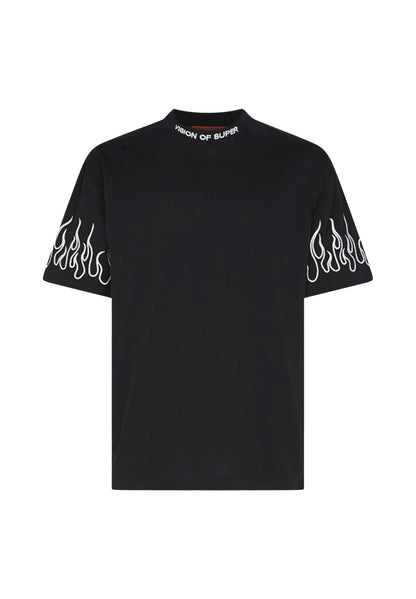 T-Shirt With Embroidered Flames