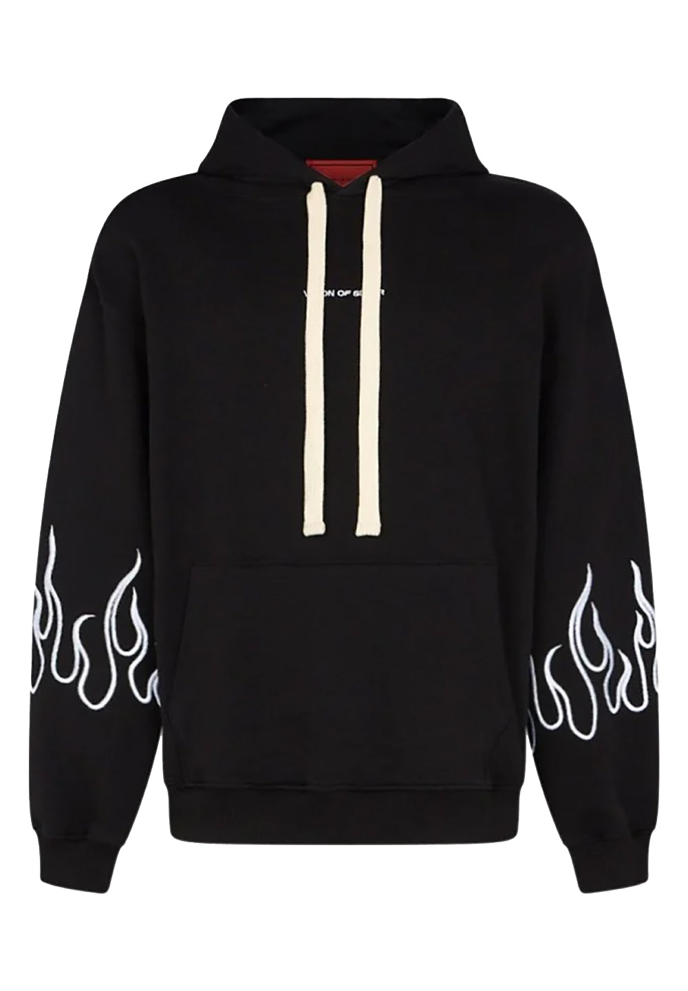 Hoodie with White Embroidered Flames